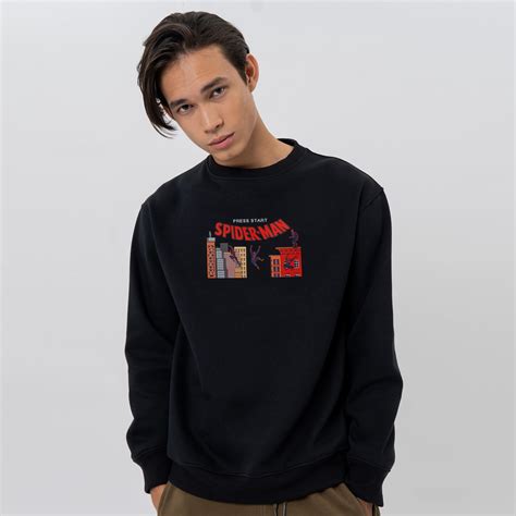 Jual Marvel Collection M Crewneck Spiderman Pixel Hitam A