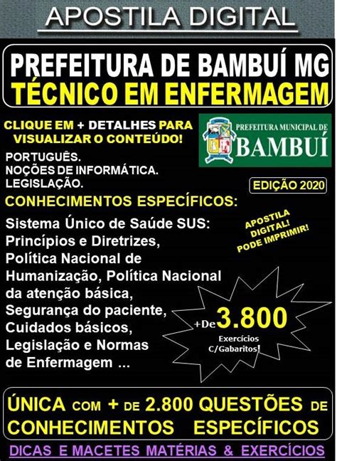 Apostila Prefeitura Municipal de Bambuí MG TÉCNICO em ENFERMAGEM