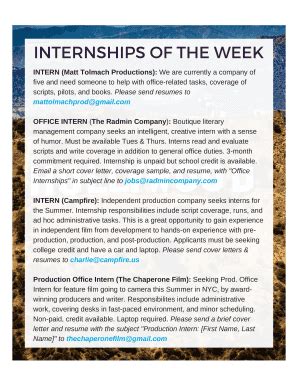 Fillable Online Internships Of The Week Fax Email Print Pdffiller