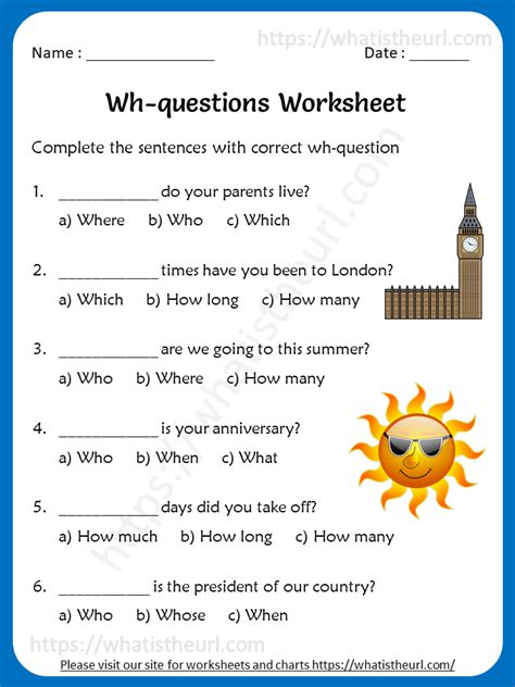 Wh Questions Online Pdf Worksheet For Grade Wh Questions