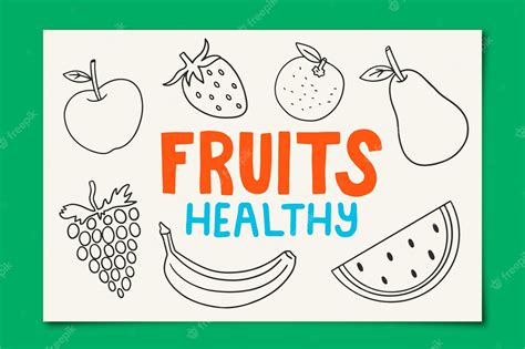 Premium Vector | Fruits Healthy Linear Drawing Set