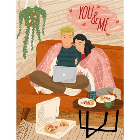 Premium Vector Happy Valentines Day Vector With Couple At Home