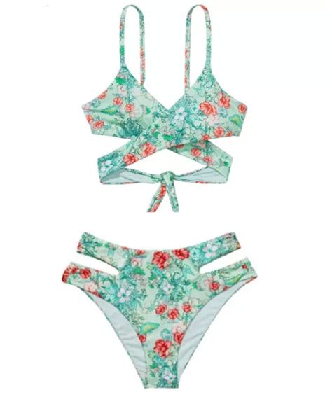 Victoria S Secret Natation Enveloppant Long Triangle Bikini Haut Papillon Floral Eur