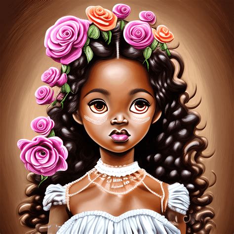 Expressive Acrylic Painting Of An Amazing Detailed Retro Cute African