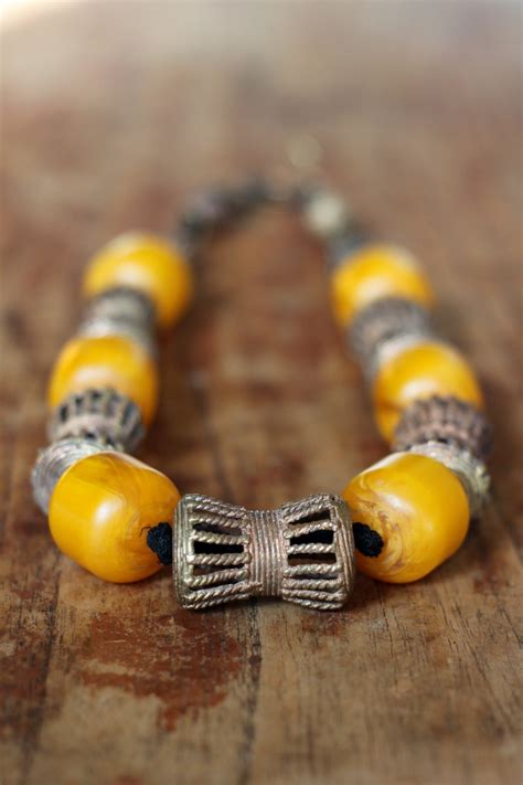 Amber And Brass Necklace