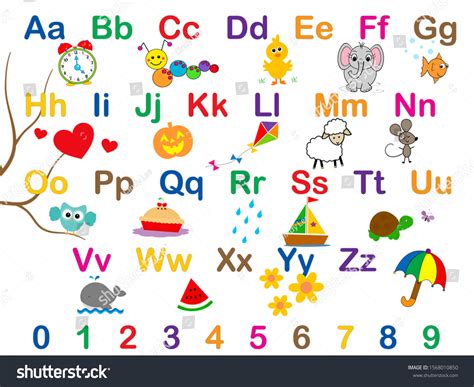 Alphabet Numbers Learning Chart Stock Illustration 1568010850 ...