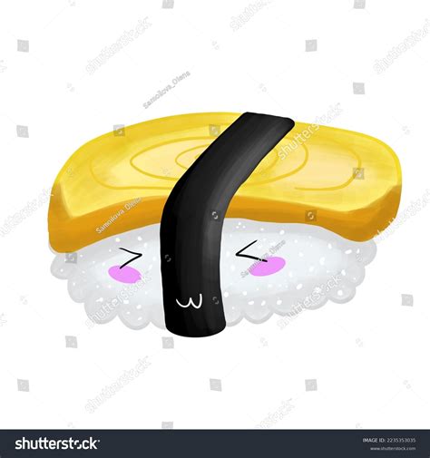 Cute Smiling Japanese Style Sushi Rolls Stock Illustration 2235353035 ...