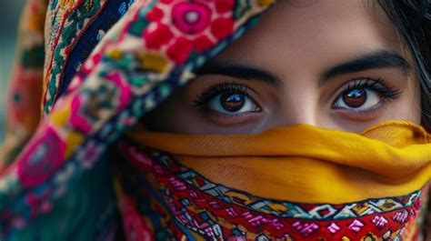 Premium Photo Close Up Of Person Wearing Scarf