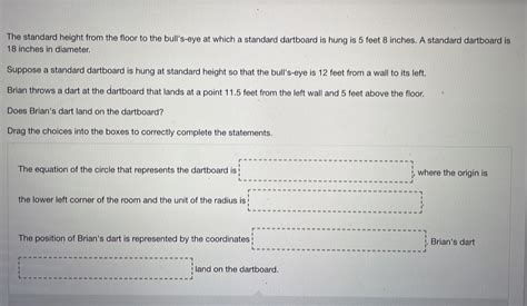 Solved The Standard Height From The Floor To The Bull S Eye At Which A