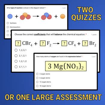 Chemical Reactions And Balancing Equations Quiz Assignments On