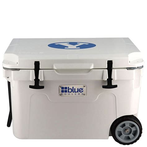 Oval Y White 55 Quart Vault Byu Cooler With Wheels Blue Coolers