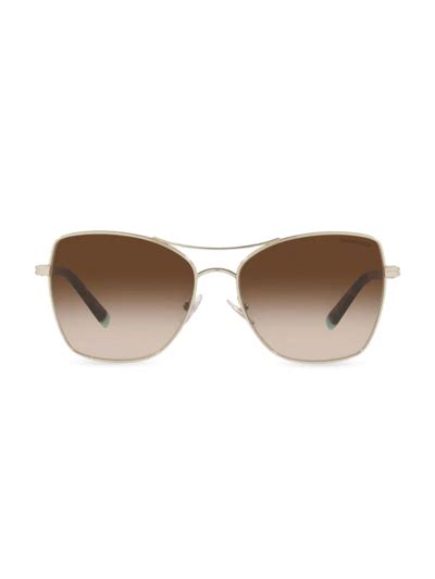 Tiffany And Co Diamond Point Sunglasses In Pale Gold Colored Metal With Gradient Brown Lenses In