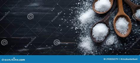 Salt On Wooden Spoon Ai Generated Stock Image Image Of Clean Food