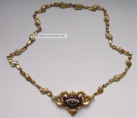 Antik Gold Biedermeier Collier B Hmischer Granat Perlen