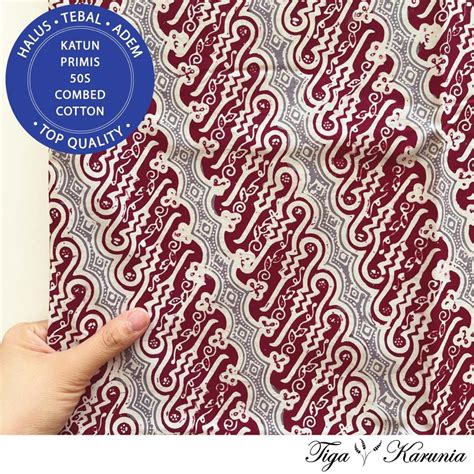 Jual Kain Batik Cap Premium Solo 100 Handmade Parang Maroon Grey Marun