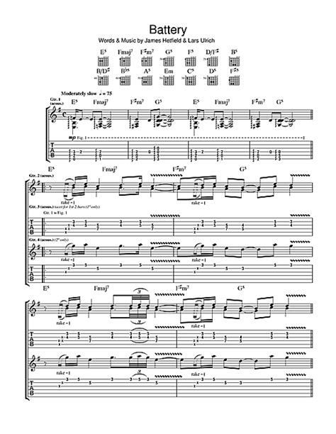 Metallica Battery Sheet Music Notes Sheet Music Music Chords Sheet Music Notes