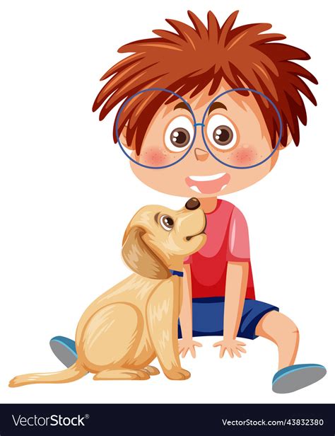 A boy with his dog cartoon character Royalty Free Vector