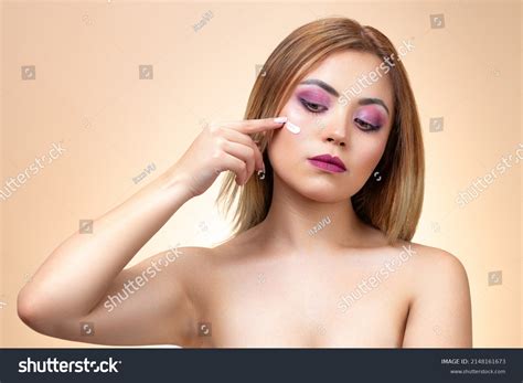 Close Portrait Beautiful Half Naked Woman Stock Photo
