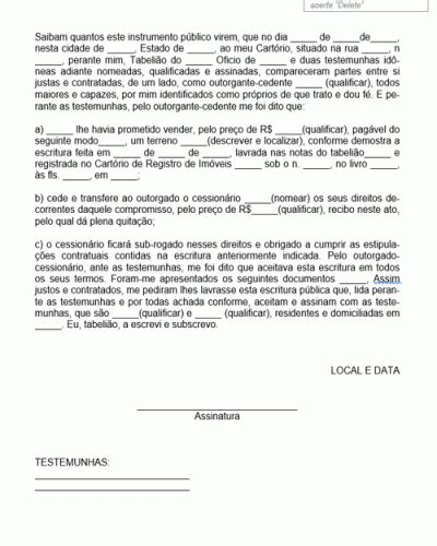 Referência de Cessão de Compromisso de Compra e Venda Modelo Simples