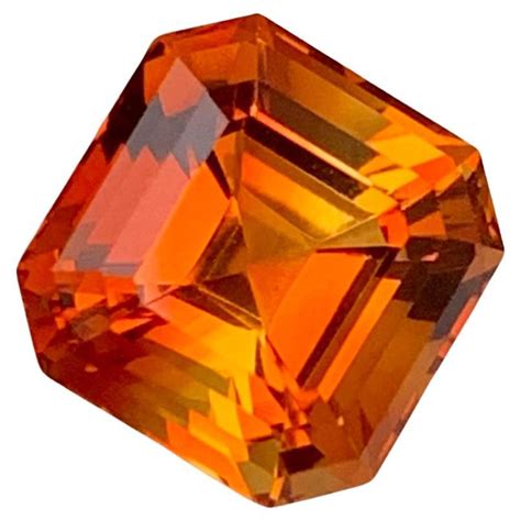 Orange Fanta Carats Loose Madeira Citrine Asscher Cut Ring Gem For