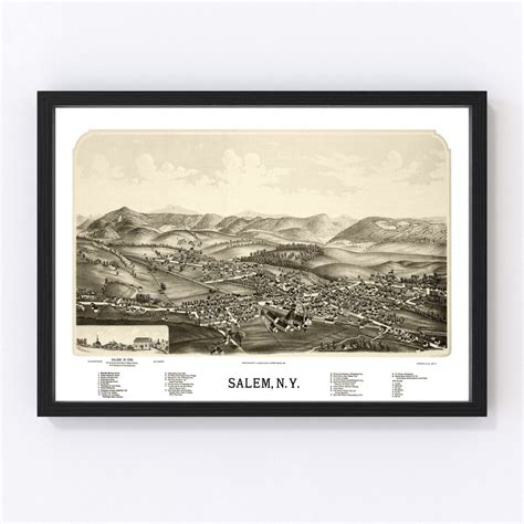 Salem Map 1889 Old Map of Salem New York Art Vintage Print Framed ...