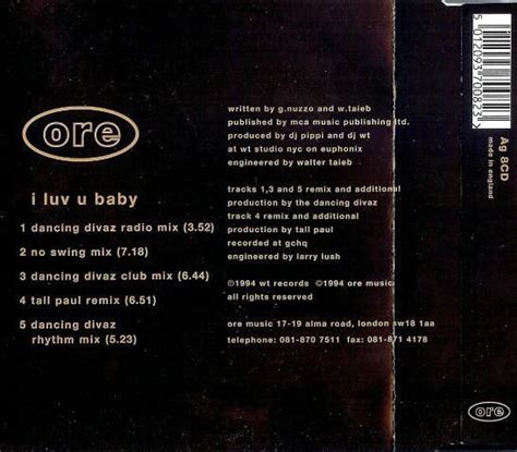 Original I Luv U Baby Cd Uk Ore 1994 Single Ag8cd Ebay