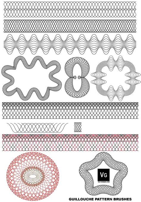 Free Vector Guilloche Patterns Illustrator Brushes