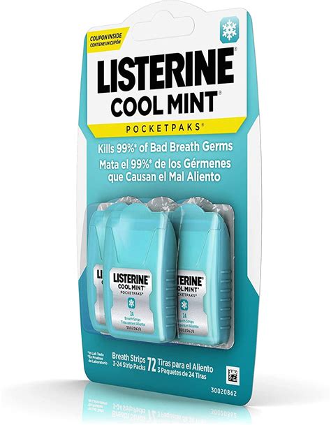 LISTERINE Cool Mint PocketPaks Breath Strips 72 Strips 3 Pack