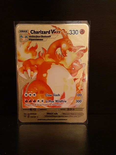 Mavin Charizard Vmax Custom Gold Metal Pokemon Card Darkness Ablaze