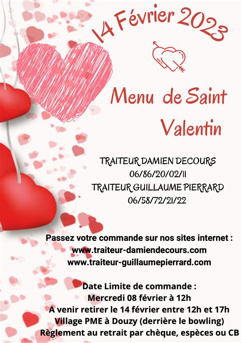 Menu De Saint Valentin Guillaume PIERRARD Traiteur