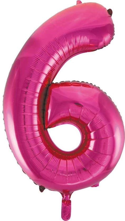 Pink Roze Cijfer Ballon 6 86 Cm Bol