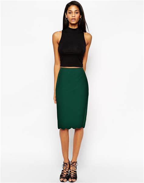 ASOS Pencil Skirt With Scallop Hem At Asos Fashion Pencil Skirt