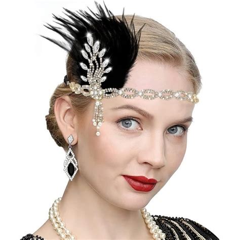 Serre Tête À Plumes Et Strass Style Années 20 Great Gatsby Accessoire