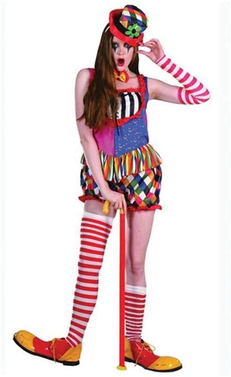 Rainbow Clown Adult Fancy Dress Costume