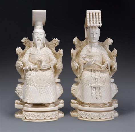 Ivory Emperor And Empress On Dragon And Phoenix Thrones Ivory Oriental