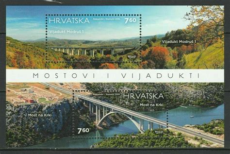 CROATIA Bridge on the river Krka and viaduct Modruš 1 mnh souvenir