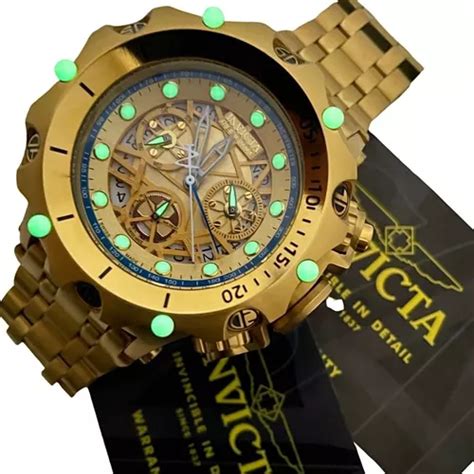 Rel Gio Invicta Hybrid Skeleton Banhado A Ouro K Luminoso