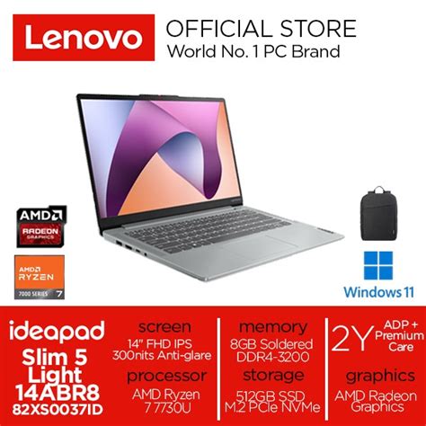 Jual Lenovo Ideapad Slim 5 Light 14abr8 37id Ryzen 7 7730u 8gb 512gb