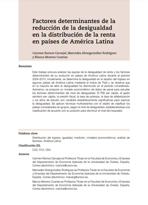 Factores Determinantes De La Reducción De La Desigualdad En La