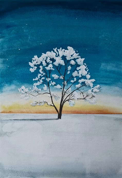 Sunset Winter Tree, Watercolour A4 : r/Watercolor