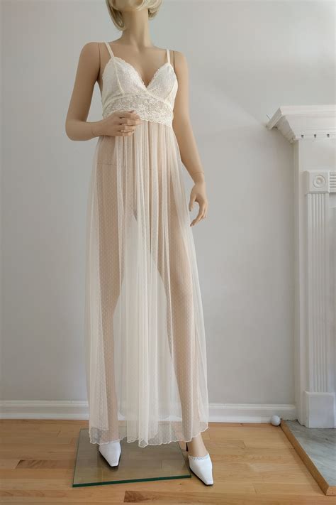 Bridal Long Ivory Lace Nightgown Bohemian Lingerie Wedding Etsy