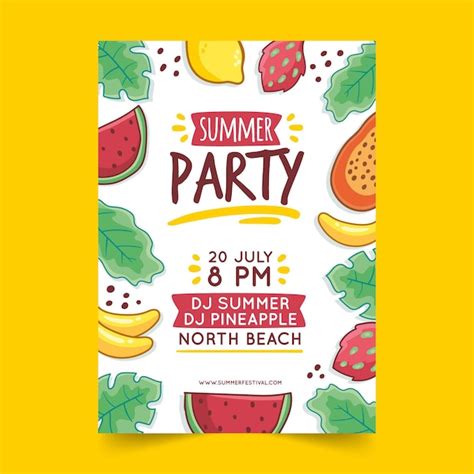 Free Vector Hand Drawn Summer Party Poster