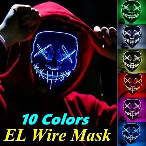 EL Wire Mask Halloween Mask LED Light Up Party Neon Masks Festival