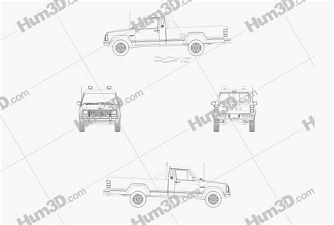 Jeep Comanche MJ 1992 Blueprint - 3DModels.org