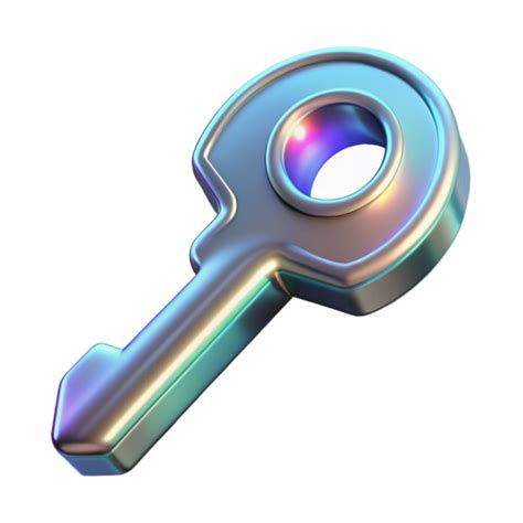 iridescent key  render   shiny metallic key  png