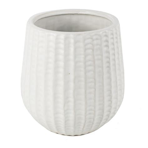 Cm White Ceramic Planter Leaf Design Wholesale