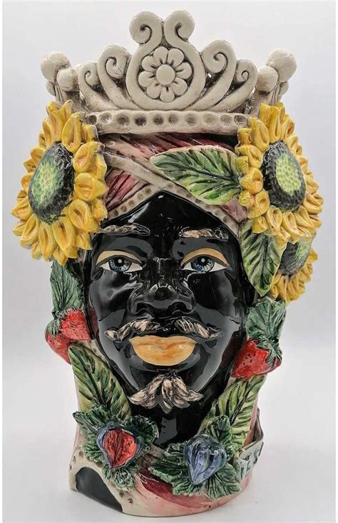 Amazon Sicilian Dark Brown Head In Ceramic Of Caltagirone Height