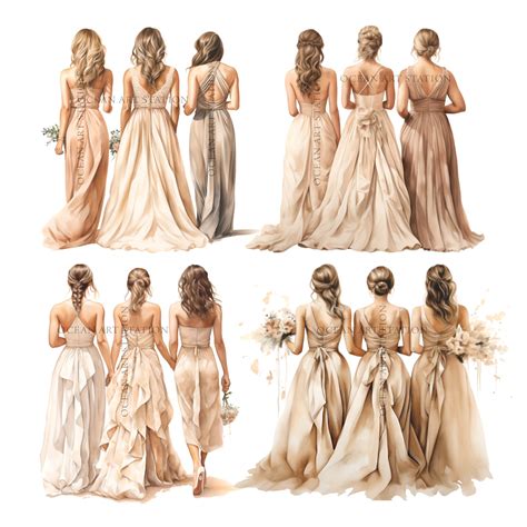 Bridesmaids Clipart Watercolor Beige Bridesmaids Clipart Beige