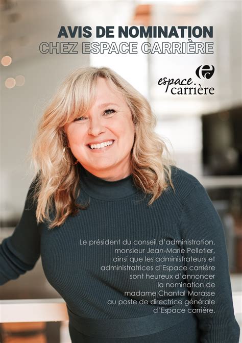 Nomination au poste de directrice générale Espace carrière