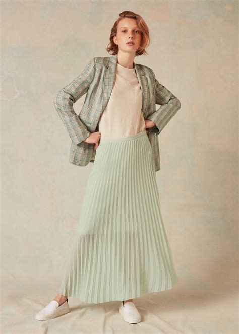 Double Layer Pleat Skirt Light Mint